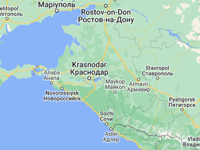 Map showing location of Vasyurinskaya (45.11809, 39.42398)