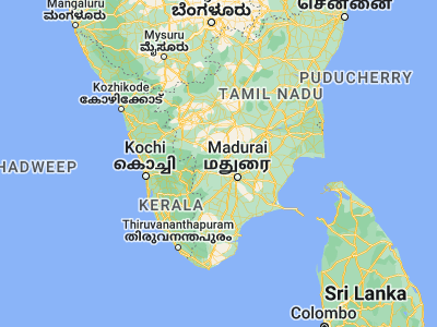 Map showing location of Vattalkundu (10.16069, 77.75883)
