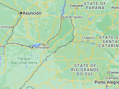 Map showing location of Veinticinco de Mayo (-27.37679, -54.74312)