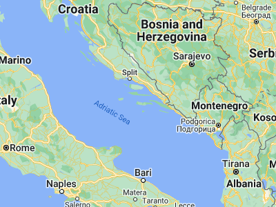 Map showing location of Vela Luka (42.96333, 16.7225)