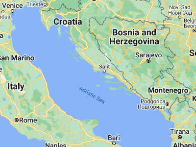 Map showing location of Veliki Drvenik (43.45, 16.15)