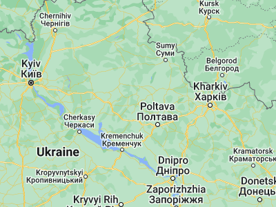 Map showing location of Velikiye Sorochintsy (50.02314, 33.94144)