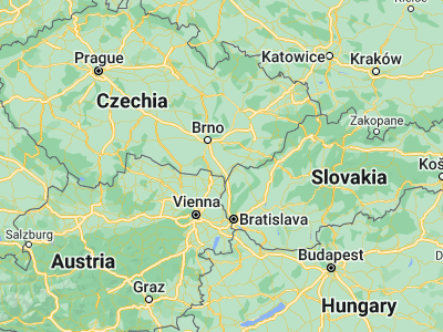 Map showing location of Velké Bílovice (48.84929, 16.89227)