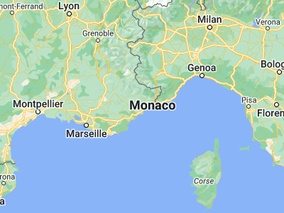 Map showing location of Vence (43.72162, 7.11232)