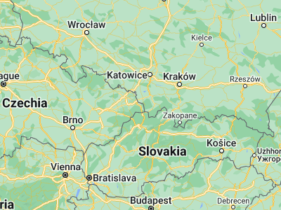 Map showing location of Vendryně (49.66662, 18.71307)