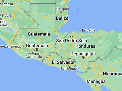 Map showing location of Veracruz (14.91667, -88.78333)
