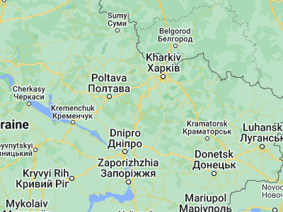 Map showing location of Verbivka (49.41667, 35.53333)