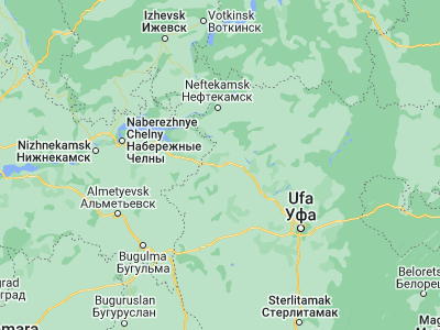 Map showing location of Verkhneyarkeyevo (55.45046, 54.31455)