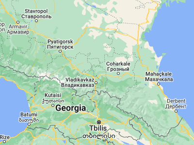 Map showing location of Verkhniye Achaluki (43.34694, 44.6975)