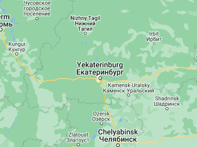 Map showing location of Verkhnyaya Pyshma (56.97047, 60.58219)