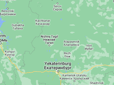 Map showing location of Verkhnyaya Salda (58.04874, 60.55949)