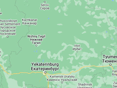 Map showing location of Verkhnyaya Sinyachikha (57.97604, 61.66733)