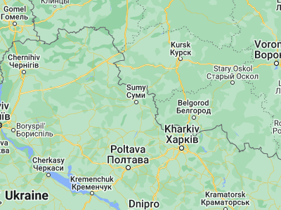 Map showing location of Verkhnyaya Syrovatka (50.82902, 34.95861)