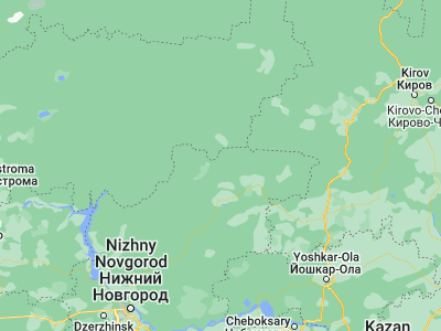 Map showing location of Vetluga (57.85574, 45.78102)