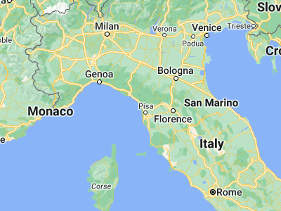 Map showing location of Viareggio (43.87354, 10.2558)