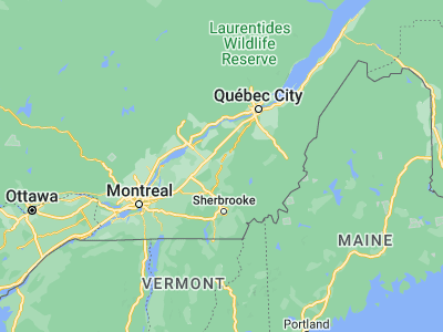 Map showing location of Victoriaville (46.05007, -71.96579)