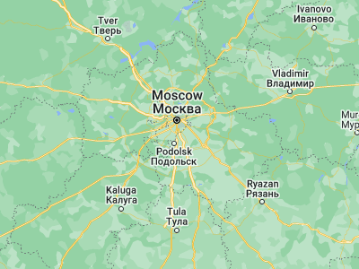 Map showing location of Vidnoye (55.55239, 37.70966)