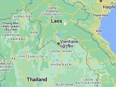 Map showing location of Vientiane (17.96667, 102.6)