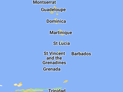 Map showing location of Vieux Fort (13.71667, -60.95)