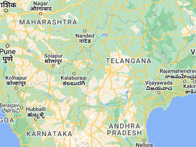 Map showing location of Vikārābād (17.33333, 77.9)