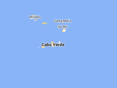 Map showing location of Vila do Maio (15.13333, -23.21667)