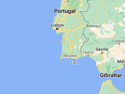 Map showing location of Vila Nova de Milfontes (37.72377, -8.78278)