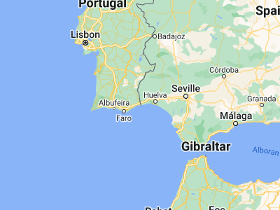 Map showing location of Vila Real de Santo António (37.195, -7.41766)