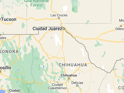 Map showing location of Villa Ahumada (30.61667, -106.51667)