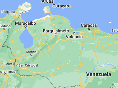 Map showing location of Villa Bruzual (9.33278, -69.12083)