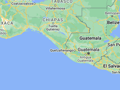 Map showing location of Villa Comaltitlán (15.21401, -92.57727)