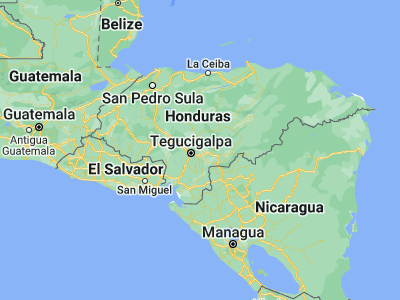 Map showing location of Villa de San Francisco (14.16667, -86.96667)