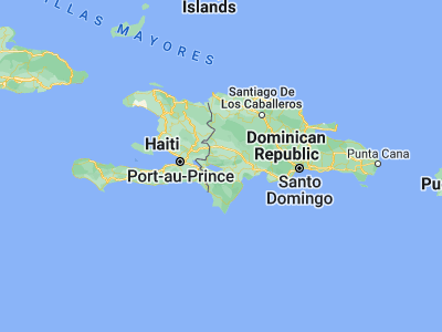 Map showing location of Villa Jaragua (18.49077, -71.48377)