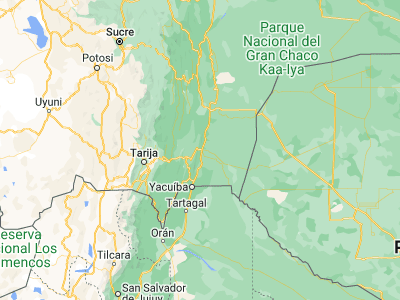 Map showing location of Villamontes (-21.25, -63.5)