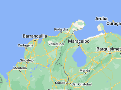 Map showing location of Villanueva (10.60528, -72.98)