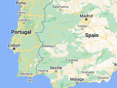 Map showing location of Villanueva de la Serena (38.97655, -5.7974)