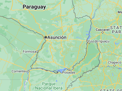 Map showing location of Villarrica (-25.78056, -56.44861)