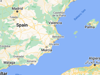 Map showing location of Villena (38.6373, -0.86568)