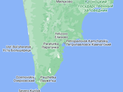 Map showing location of Vilyuchinsk (52.9311, 158.40469)