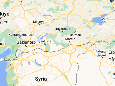 Map showing location of Viranşehir (37.23528, 39.76306)