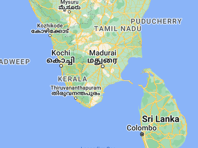 Map showing location of Virudunagar (9.58509, 77.95787)