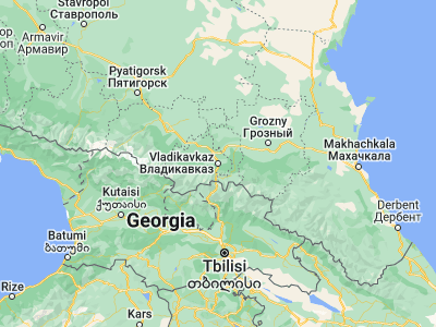 Map showing location of Vladikavkaz (43.03667, 44.66778)