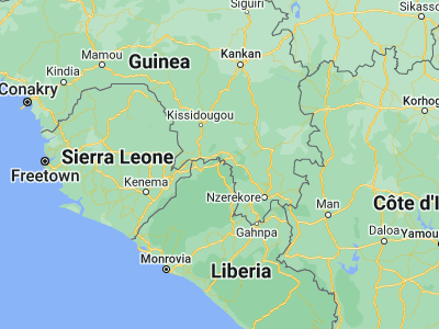 Map showing location of Voinjama (8.42194, -9.74778)
