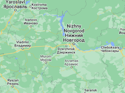 Map showing location of Volodarsk (56.23105, 43.18767)