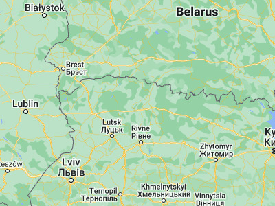 Map showing location of Volodymyrets’ (51.4213, 26.14469)