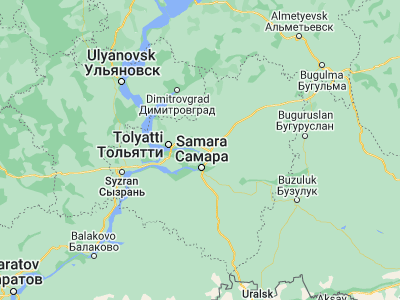 Map showing location of Volzhskiy (53.43058, 50.119)
