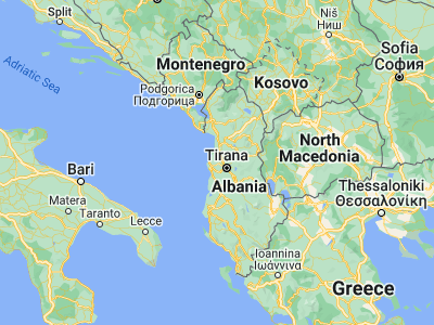 Map showing location of Vorë (41.39083, 19.655)