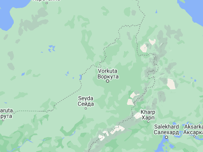 Map showing location of Vorgashor (67.58355, 63.79399)