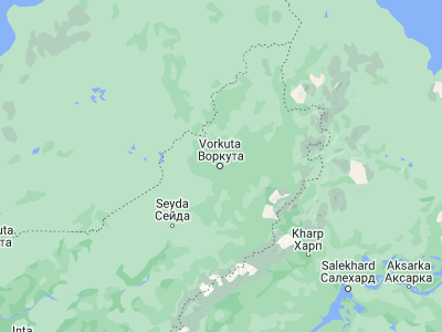 Map showing location of Vorkuta (67.49884, 64.05253)
