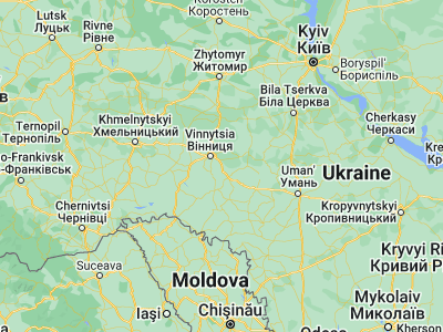 Map showing location of Voronovytsya (49.10954, 28.68078)