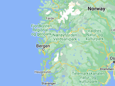 Map showing location of Vossevangen (60.62296, 6.42286)